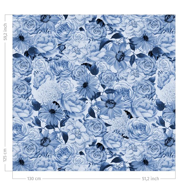 Vorhänge mit Muster Blaue Vintage Blumen