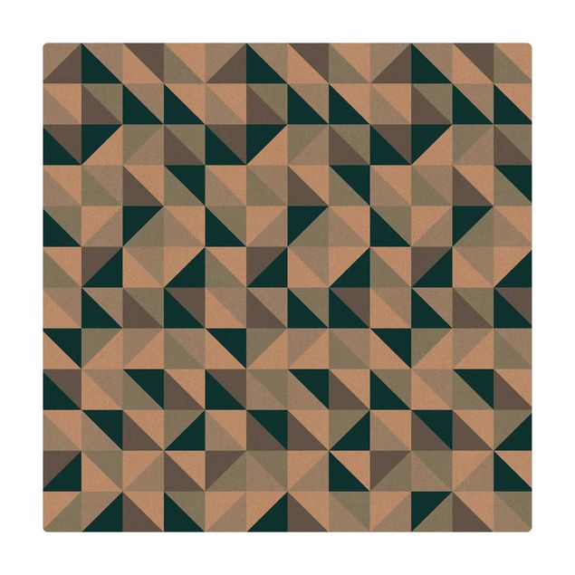 Kork-Teppich - Blaues Dreieck Muster - Quadrat 1:1