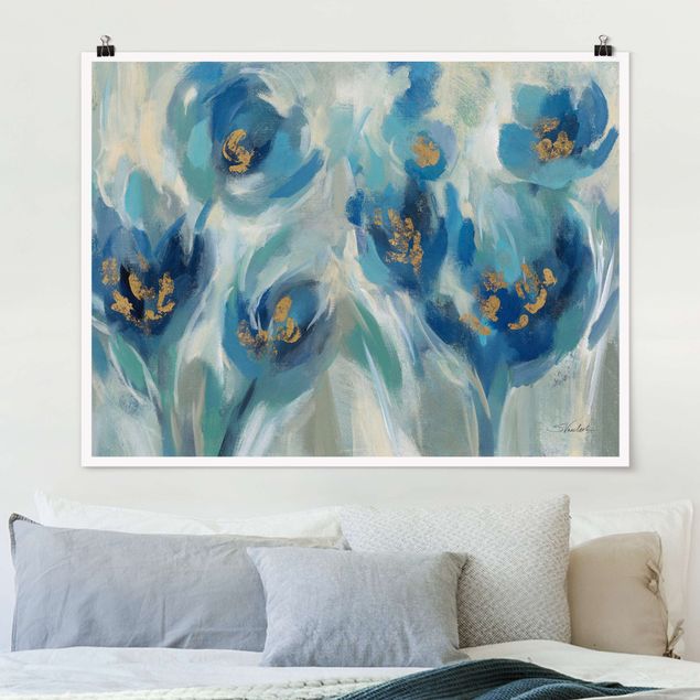 Wandbilder Modern Blaues Märchen mit Blumen