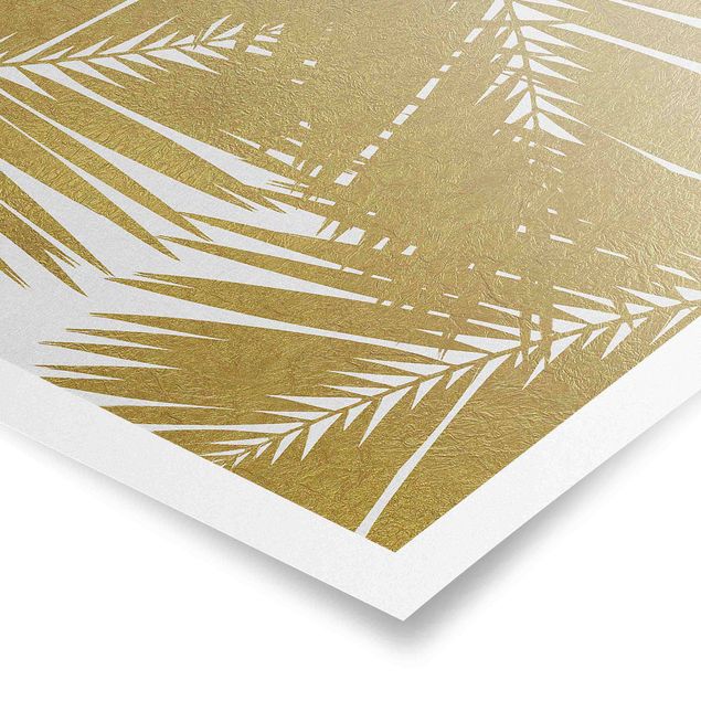 Poster Kunstdruck Blick durch goldene Palmenblätter