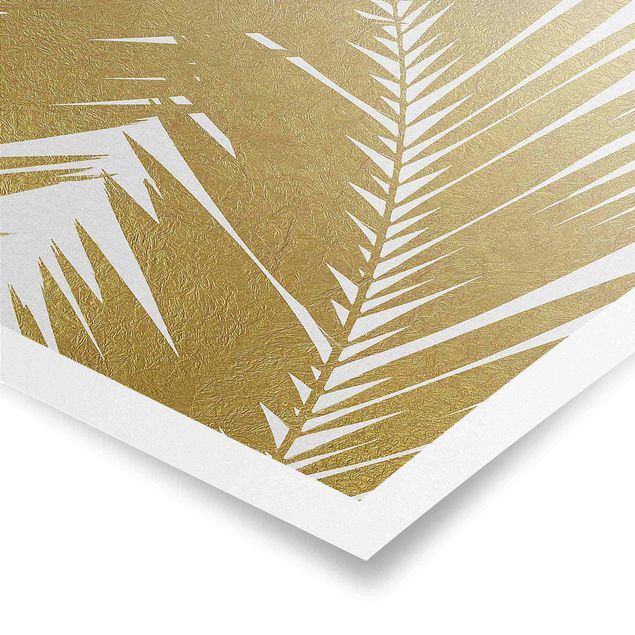 Kunstkopie Poster Blick durch goldene Palmenblätter