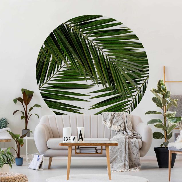 moderne Fototapete Blick durch grüne Palmenblätter