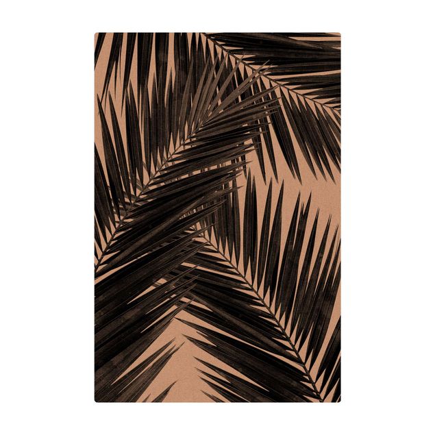 Teppich klein Blick durch Palmenblätter schwarz weiß