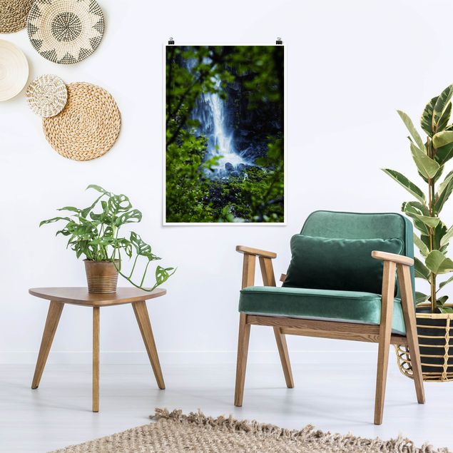 Wandbilder Landschaften Blick zum Wasserfall