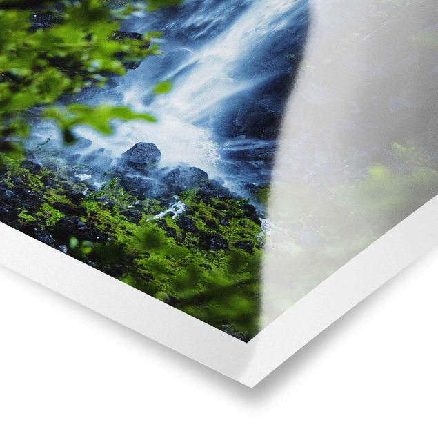 Wandbilder Grün Blick zum Wasserfall