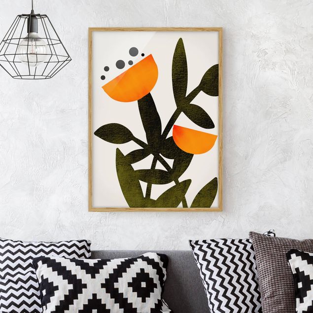 Blumenbilder mit Rahmen Blüten in Orange