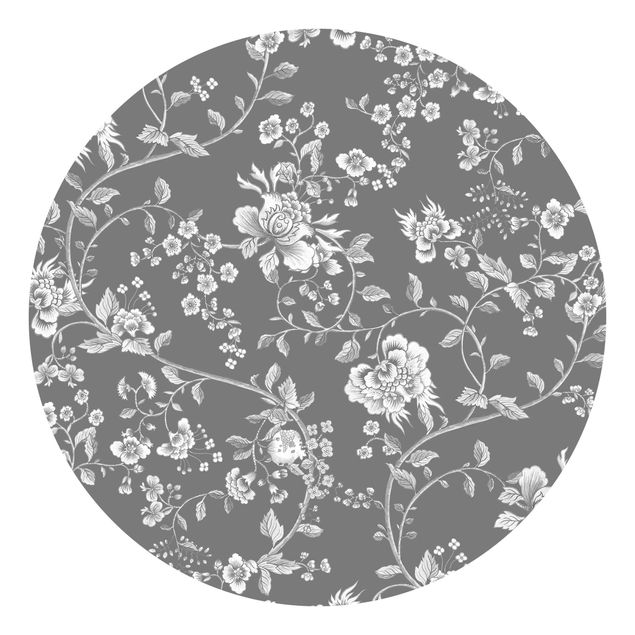Tapeten Modern Blumenranken auf Grau