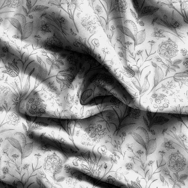 Vorhänge Muster Blumentanz in Grau