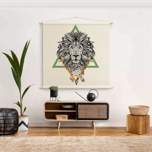Wandbehang Boho Boho Löwe mit Traumfänger