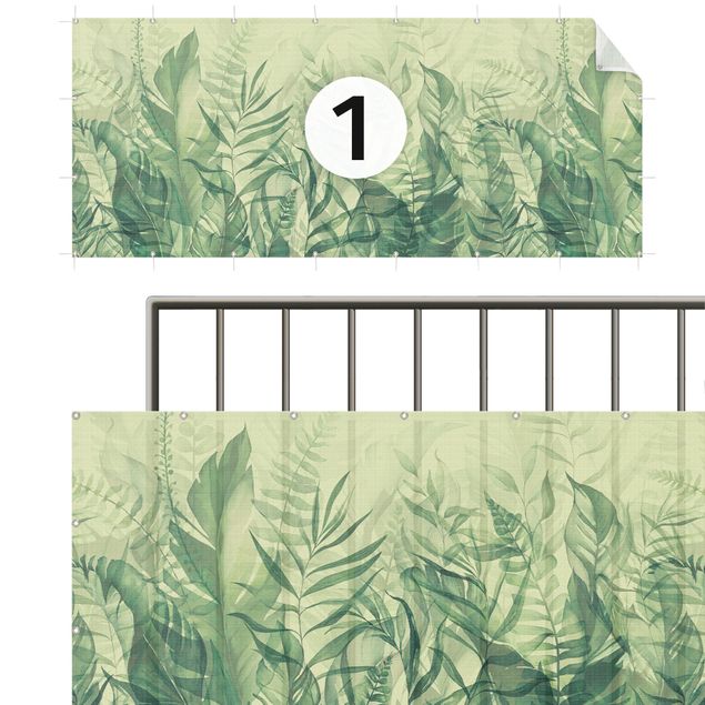 Sichtschutz Matte Balkon Botanik - Tropische Blätter Gelbgrün