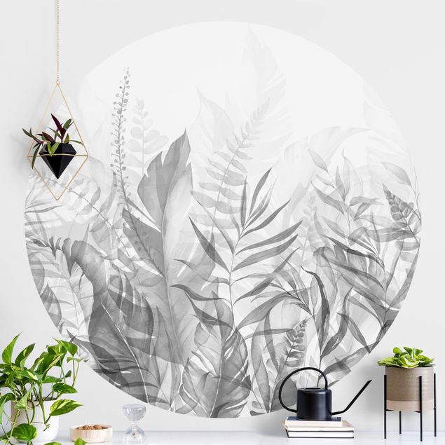 Küche Dekoration Botanik - Tropische Blätter Grau
