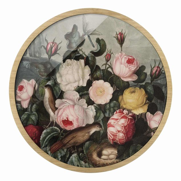 Wandbilder Blumen Botanik Vintage Illustration Rosen