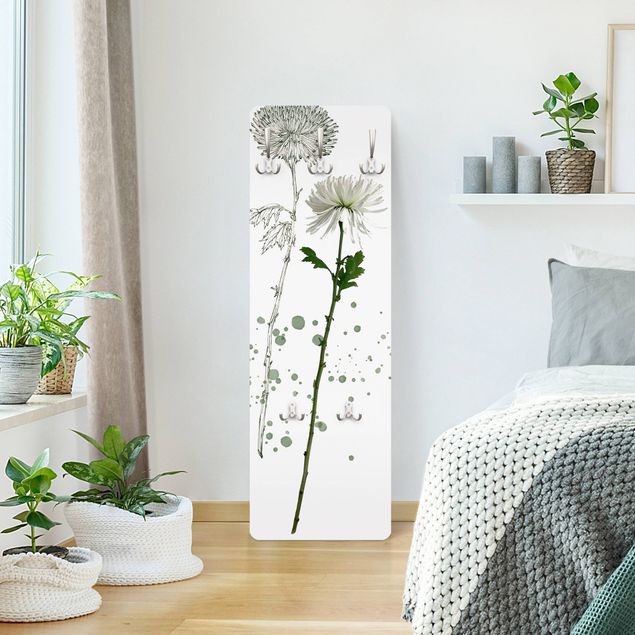 Garderobenpaneel weiß Botanisches Aquarell - Löwenzahn