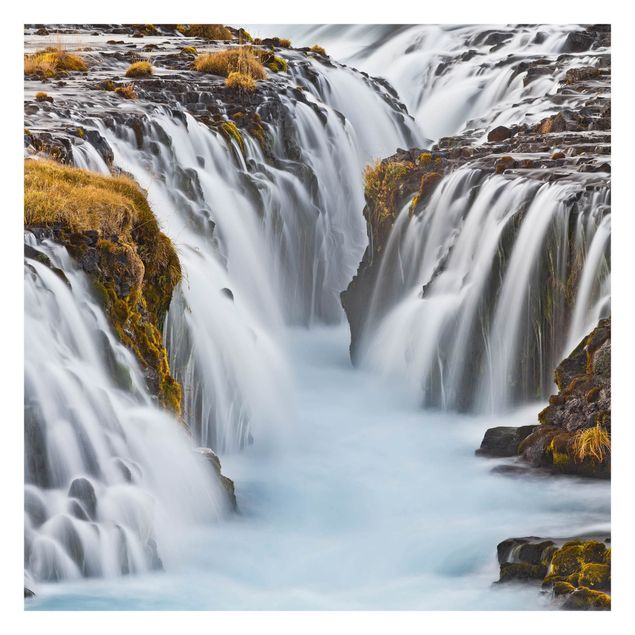 Fototapeten Weiß Brúarfoss Wasserfall in Island