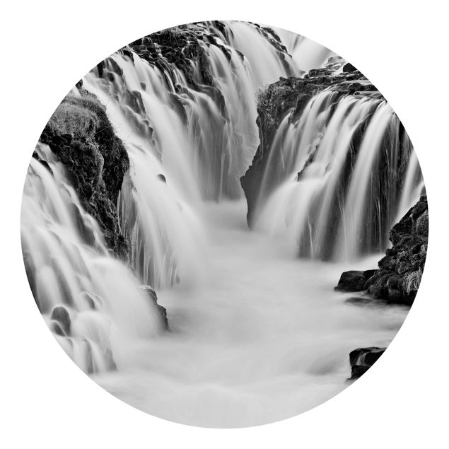 Tapete Schwarz-Weiß Brúarfoss Wasserfall in Island Schwarz-Weiß