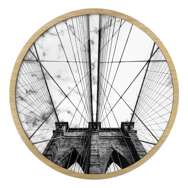 Gerahmte Bilder Rund Brooklyn Bridge in Perspektive