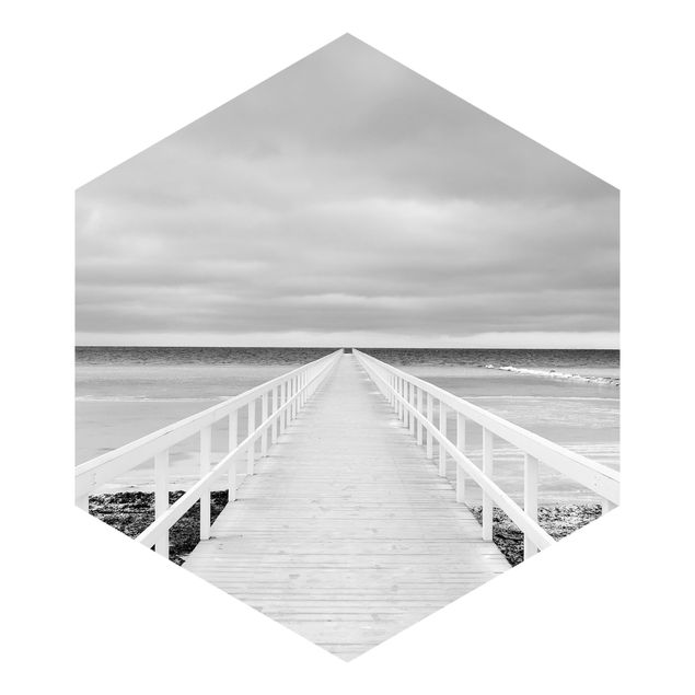 Fototapete Brücke in Schweden Schwarz-Weiß