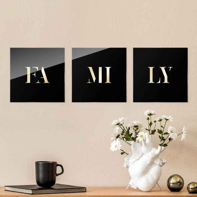 Wandbilder Familie Buchstaben FAMILY Weiß Set I