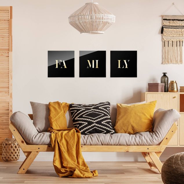 Wandbilder Buchstaben FAMILY Weiß Set I