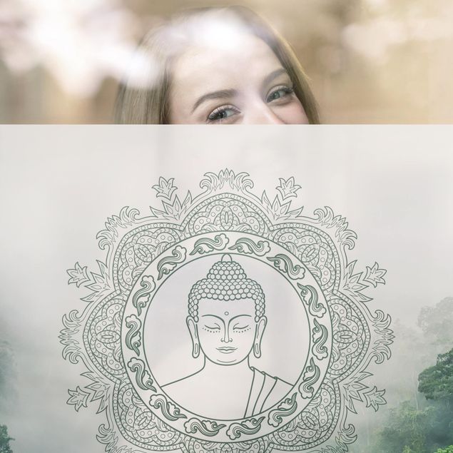 Fensterfolie - Sichtschutz - Buddha Mandala im Nebel - Fensterbilder