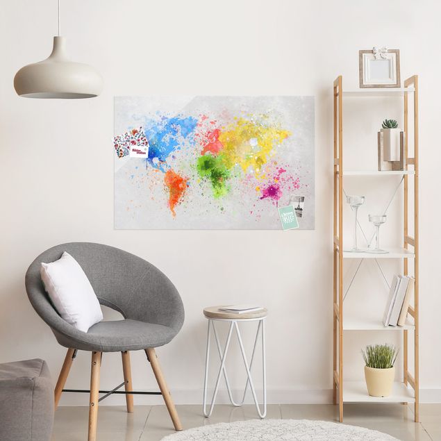 Wanddeko Küche Bunte Farbspritzer Weltkarte