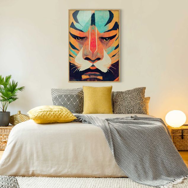 Wandbilder Modern Bunte Tiger Illustration