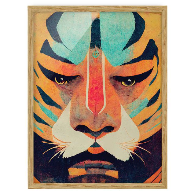 Wandbilder Tiere Bunte Tiger Illustration