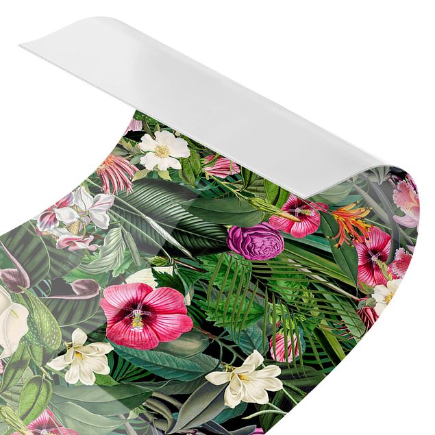 Küchenrückwand Folie Bunte tropische Blumen Collage
