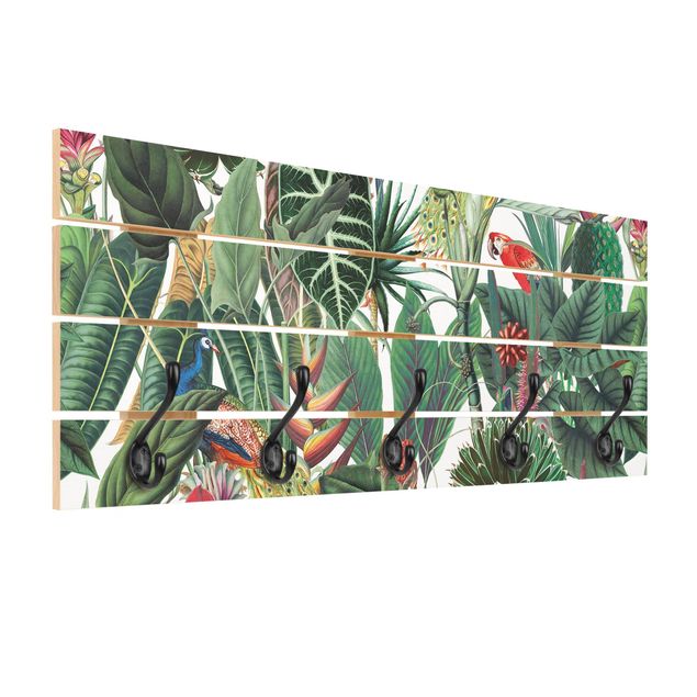 Wandgarderobe mit Motiv Bunter tropischer Regenwald Muster