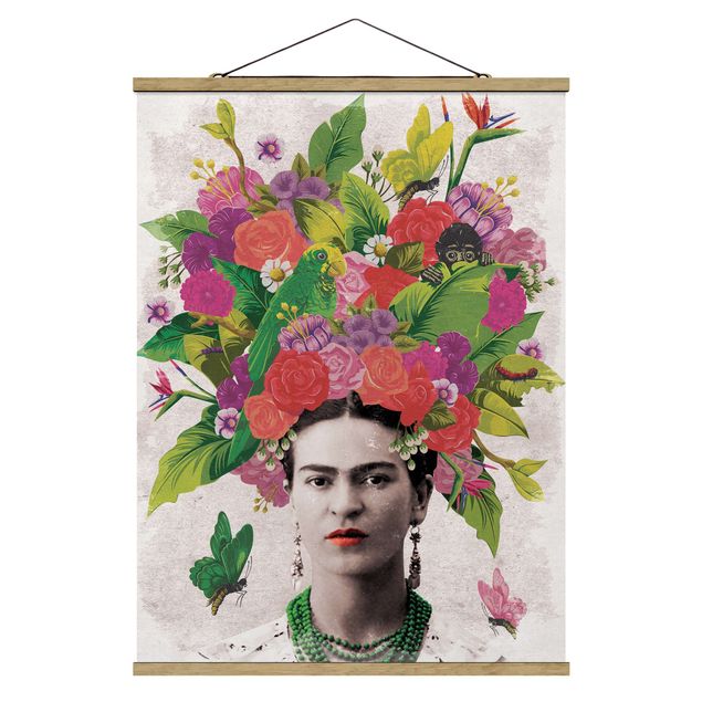 Wandbilder Kunstdrucke Frida Kahlo - Blumenportrait