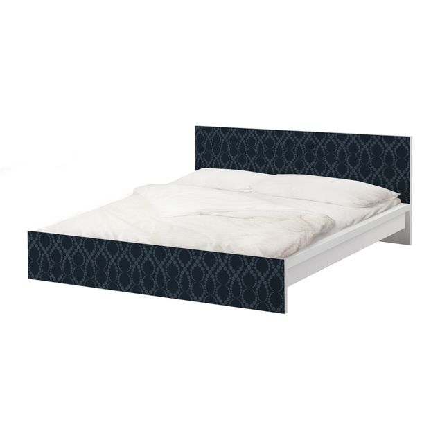 Möbelfolie für IKEA Malm Bett niedrig 160x200cm - Klebefolie Schwarze Perlen Ornament