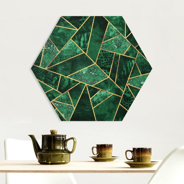 Wanddeko Küche Dunkler Smaragd mit Gold
