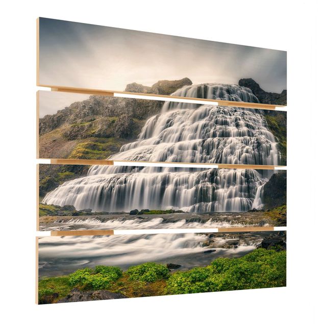 Holzbild - Dynjandi Wasserfall - Quadrat 1:1