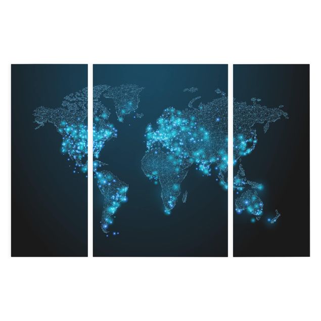 Wandbilder Blau Connected World Weltkarte