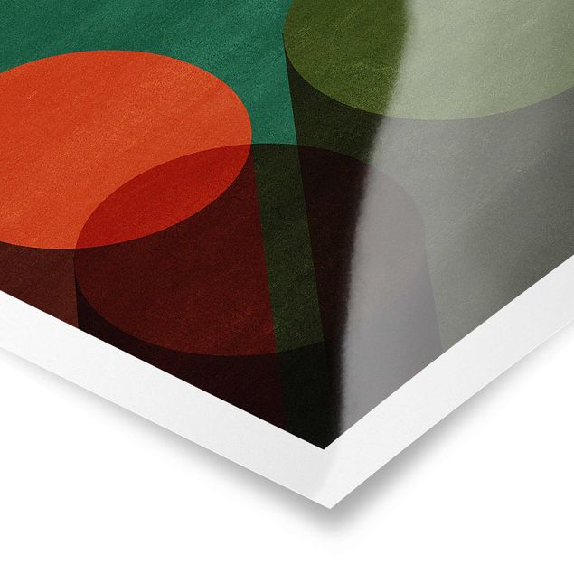 Kubistika Kunstdrucke Abstrakte Formen - Kreise in Grün und Rot