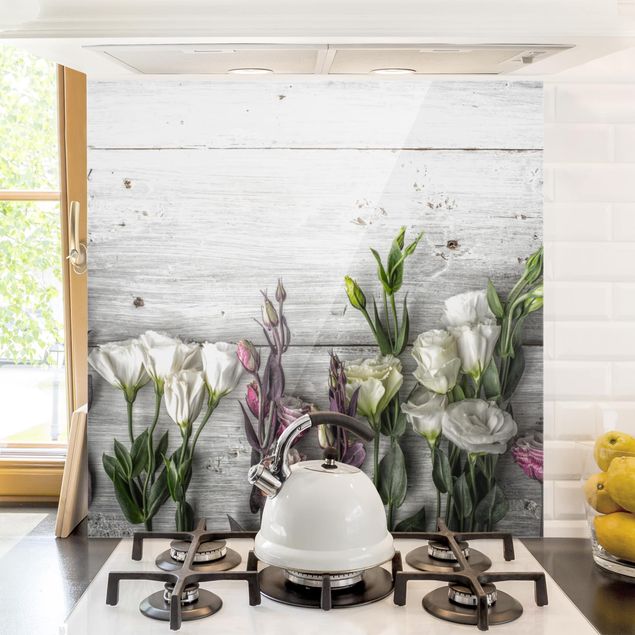 Küche Dekoration Tulpen-Rose Shabby Holzoptik