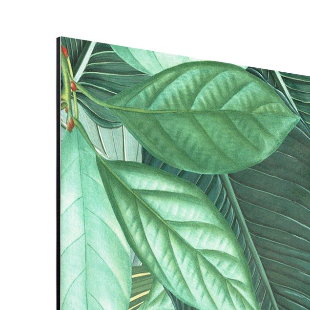 Wandbilder Grün Vintage Collage - Kakadu und Kolibri