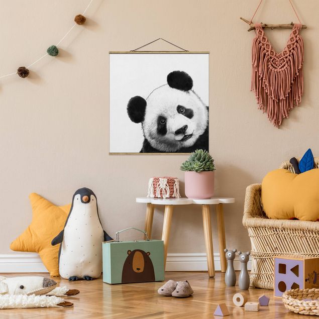Wandbilder Pandas Illustration Panda Schwarz Weiß Malerei