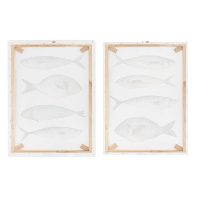 Wandbilder Tiere Acht Fische in Aquarell Set I