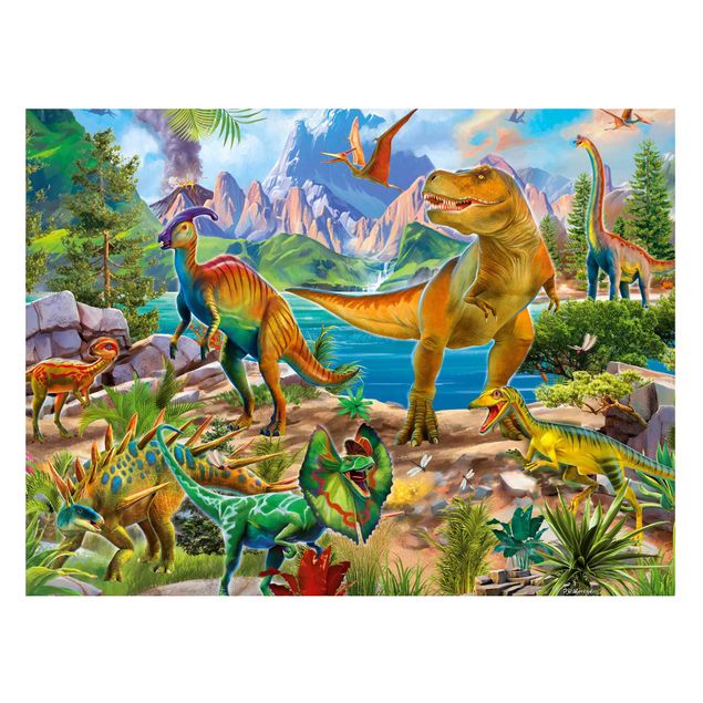 Magnettafel Tiere T-Rex und Parasaurolophus