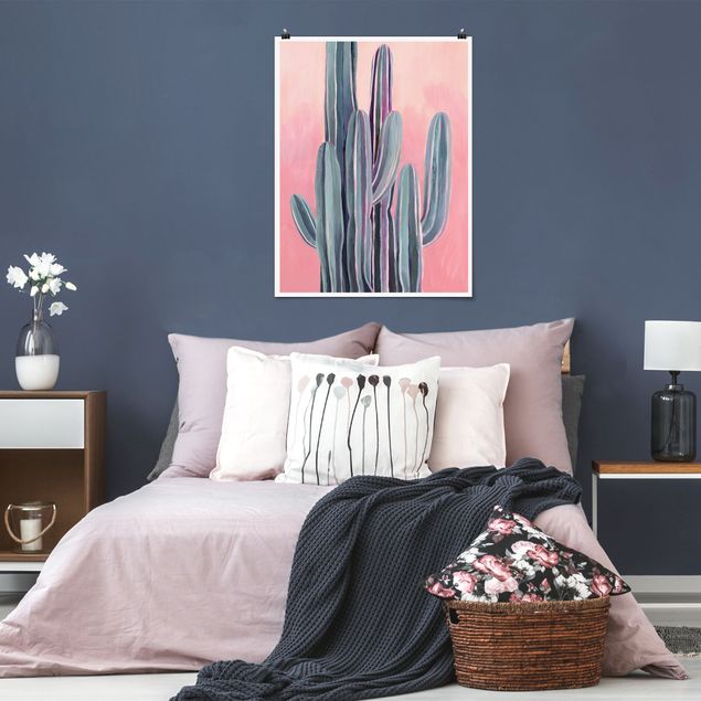 Blumen Poster Kaktus auf Rosa II