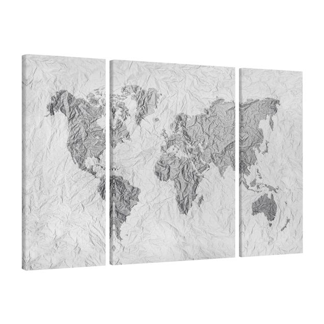 Wandbilder Architektur & Skyline Papier Weltkarte Weiß Grau