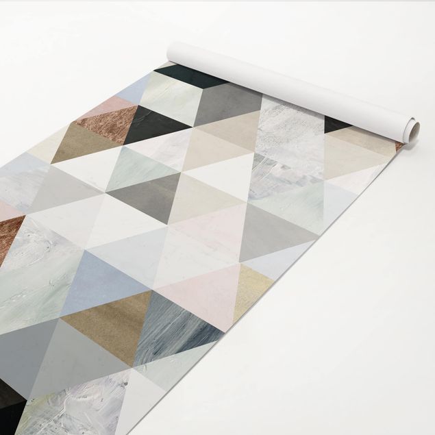 selbstklebende Folie Muster Aquarell-Mosaik mit Dreiecken I