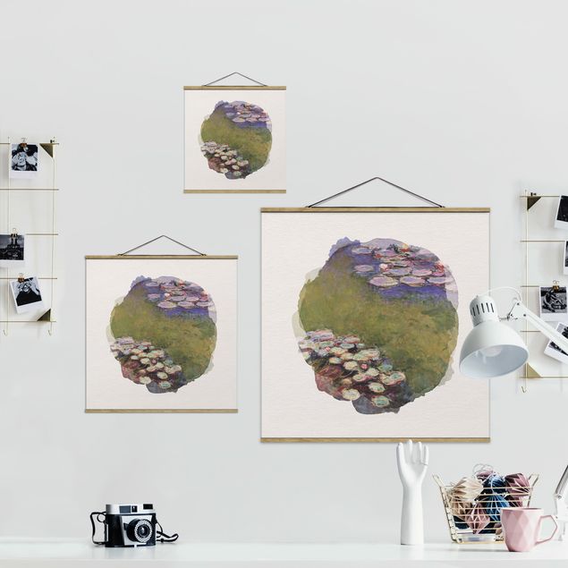 Wandbilder Blumen Wasserfarben - Claude Monet - Seerosen