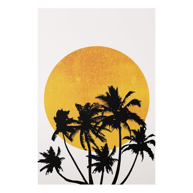 Wandbilder Landschaften Palmen vor goldener Sonne