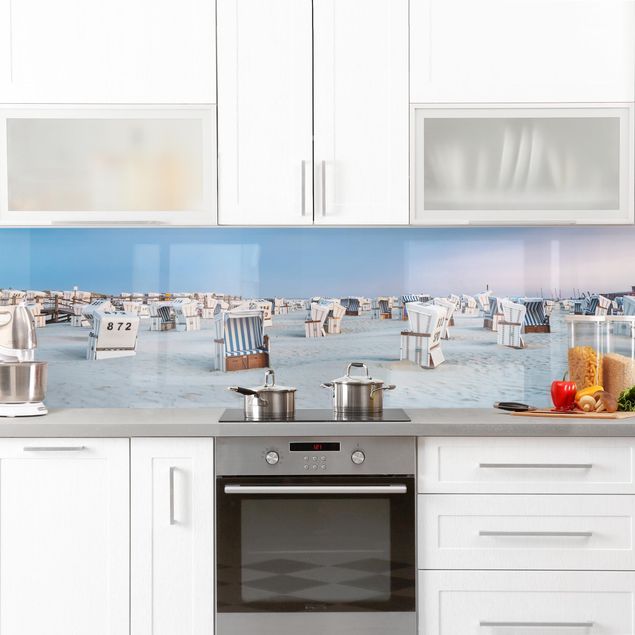 Küchenrückwand Folie selbstklebend Skyline Strandkörbe an der Nordsee