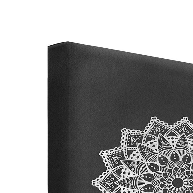 Leinwandbilder Mandala Hamsa Hand Lotus Set auf Schwarz