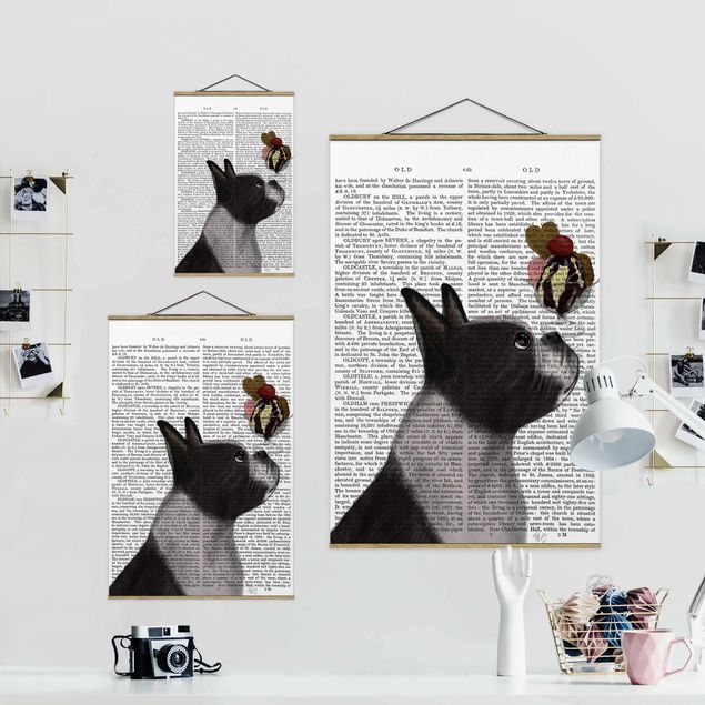 Wandbilder Schwarz-Weiß Tierlektüre - Terrier mit Eis