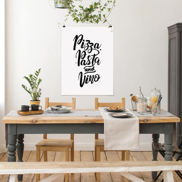 Poster mit Spruch Pizza Pasta und Vino