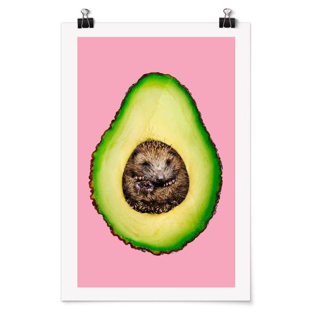 Tiere Poster Avocado mit Igel